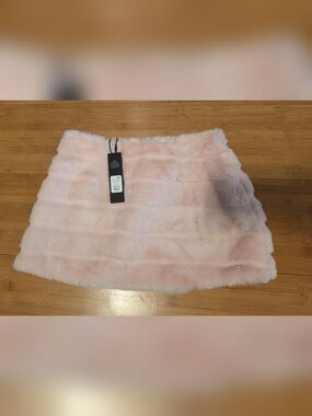 Fashion Nova Blush Faux Fur Mini Skirt